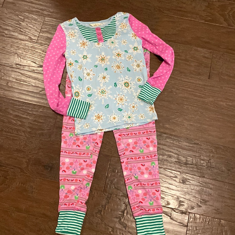 Girls sz 10 MJ pjs set pink and green